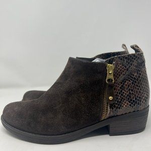 Eric Michael Suede Snake Brown Ankle Booties Women 36 US 6
